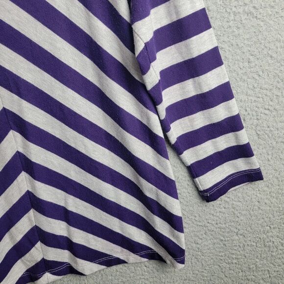 Zena Woman Tunic Shirt Womens L Navy Blue White V-Neck Flattering Angle Stripes - Picture 5 of 10